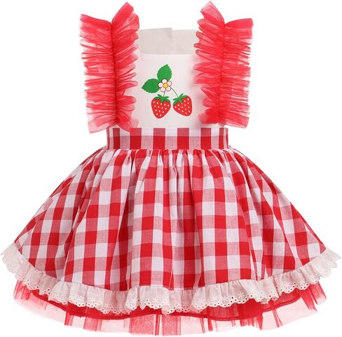 IBTOM CASTLE Toddler Girls Birthday Party Dress Strawberry Candy Embroidery Princess Tulle Wedding Pageant Fancy Sundress in Saudi Arabia