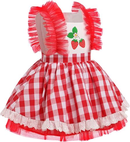 IBTOM CASTLE Toddler Girls Birthday Party Dress Strawberry Candy Embroidery Princess Tulle Wedding Pageant Fancy Sundress in Saudi Arabia