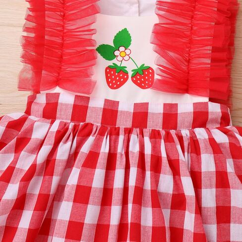 IBTOM CASTLE Toddler Girls Birthday Party Dress Strawberry Candy Embroidery Princess Tulle Wedding Pageant Fancy Sundress in Saudi Arabia