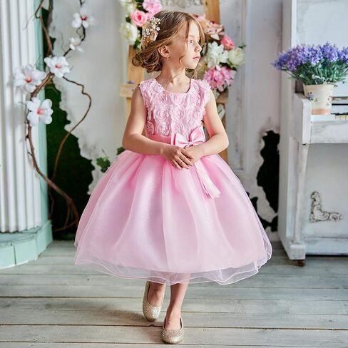 NNJXD Girl Sleeveless Lace 3D Flower Tutu Holiday Princess Dresses in Kuwait