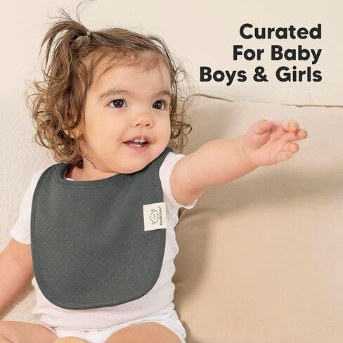 8-Pack Organic Baby Bibs for Baby Girls, Baby Boys - Cotton Cloth Baby Boy Bibs, Baby Girl Bibs for Drooling and Teething, Absorbent Drool Bibs for Spit Ups, Toddler Bib,Newborn Infant Bibs (Basics) in Kuwait