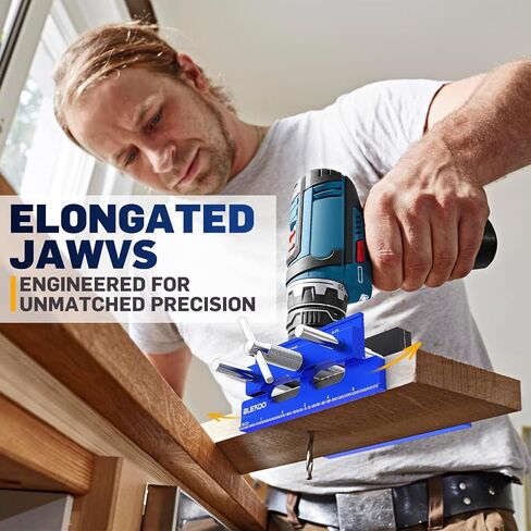 Upgraded 6.7 inch Self Centering Doweling Jig Kit (Blue), Drill Jig For Straight Holes Biscuit Joiner Set With 6 Drill Guide Bushings, Adjustable Width Drilling Guide Power Tool Accessory Jigs in Saudi Arabia