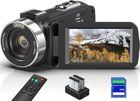 8K 64MP Video Camera Camcorder with IR Night Vision Vlogging Camera, 18X Zoom WiFi Digital Touch Screen Camcorder for YouTube with 32G SD Card, 2.4G Remote Control, Microphone, and Two Batteries in Saudi Arabia