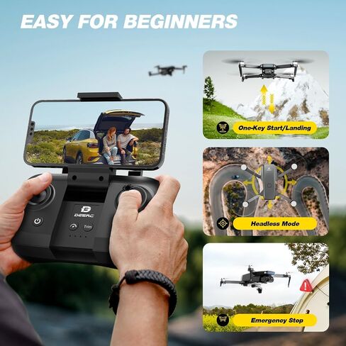DEERC D20 Mini Drone for Kids with 720P HD FPV Camera Remote Control Toys Gifts for Boys Girls with Altitude Hold, Headless Mode, One Key Start Speed Adjustment, 3D Flips 2 Batteries, Black in Kuwait
