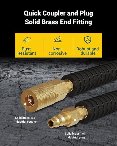 DEWENWILS 3/8 Inch x 6FT Air Hose 300 PSI, Heavy Duty Air Compressor Hose with 1/4" Industrial Quick Coupler Fittings, Flexible and Kink Resistant Hybrid Air Hose (Yellow) in Saudi Arabia