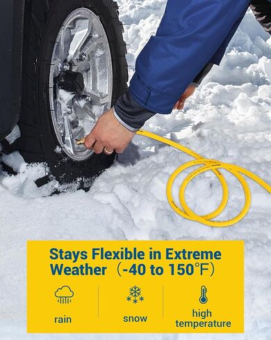 DEWENWILS 3/8 Inch x 6FT Air Hose 300 PSI, Heavy Duty Air Compressor Hose with 1/4" Industrial Quick Coupler Fittings, Flexible and Kink Resistant Hybrid Air Hose (Yellow) in Saudi Arabia