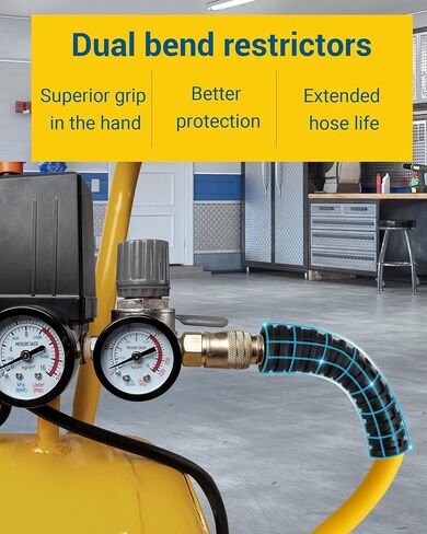DEWENWILS 3/8 Inch x 6FT Air Hose 300 PSI, Heavy Duty Air Compressor Hose with 1/4" Industrial Quick Coupler Fittings, Flexible and Kink Resistant Hybrid Air Hose (Yellow) in Saudi Arabia
