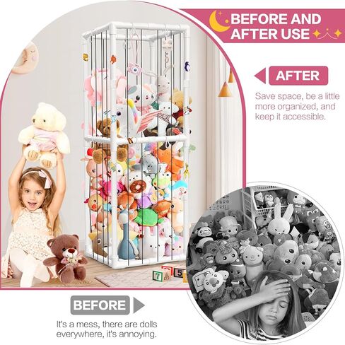 حامل تخزين الحيوانات المحشوة من القطيفة، منظم قفص تخزين حديقة الحيوان ذو سعة كبيرة، منظم حامل الحيوانات مع شبكة سفلية لتزيين غرفة نوم الحضانة in Kuwait