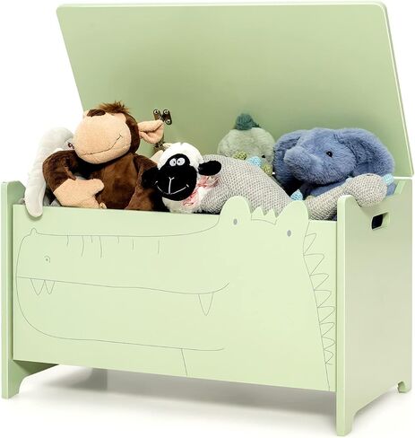 Costzon Wooden Toy Box, Kids Large Trunk Chest with Safety Hinge & Handles, Flip-Top Storage Organizer for Children’s Playroom Bedroom Living Room Entryway (Green) in Saudi Arabia