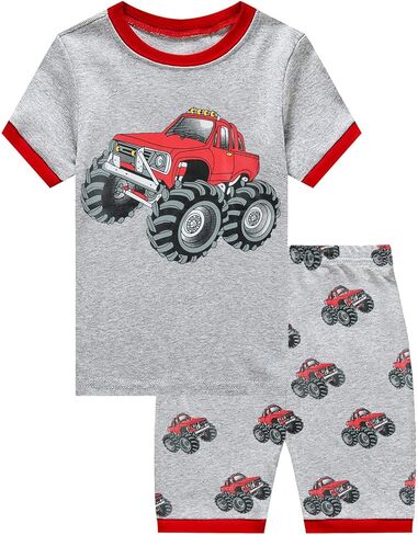 Little Hand Toddler Boys Pajamas Monster Truck Kids Dinosaur 2 Piece Short Sets Summer Sleepwear Clothes Set 2-7 Years in Kuwait