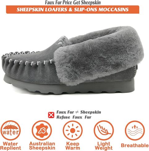 Mel&Syd 100% Australian Sheepskin Slippers with Arch Support Options – Warm, Ultra-Soft Slip-On Thermal Winter Moccasins for Women and Men, Indoor & Outdoor Everyday Wear in Saudi Arabia