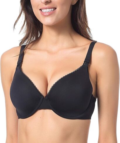 Gratlin Women's Nursing Bras Underwired | Lightly padded, Support, Full coverage, Lacetrim, V neck, Maternity bra for breastfeeding in Kuwait