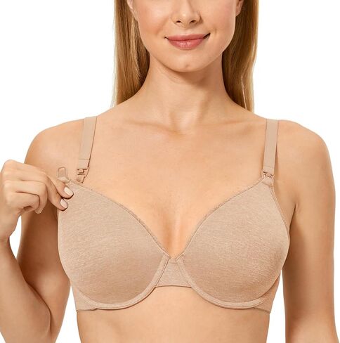 Gratlin Women's Nursing Bras Underwired | Lightly padded, Support, Full coverage, Lacetrim, V neck, Maternity bra for breastfeeding in Kuwait