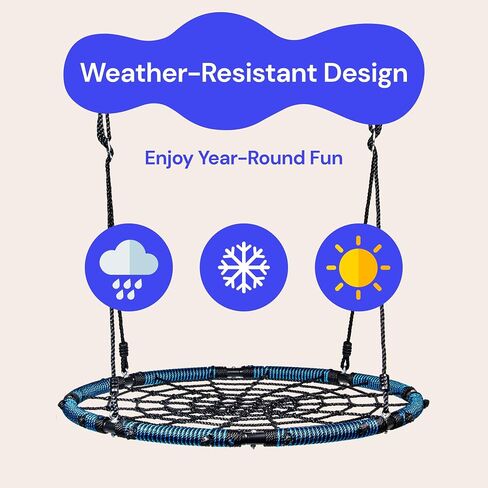 40 Inch Tree Swing Saucer Swing - 800Lb Weight Capacity, 900D Oxford Waterproof, With Hanging Straps Tree Swings for Kids Outdoor Swing For Kids Swing | Tire Swing | Tree Swing For Adults | Disc Swing in Kuwait