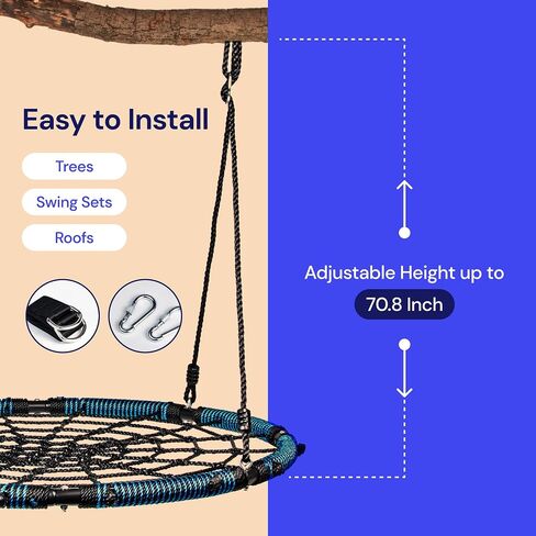 40 Inch Tree Swing Saucer Swing - 800Lb Weight Capacity, 900D Oxford Waterproof, With Hanging Straps Tree Swings for Kids Outdoor Swing For Kids Swing | Tire Swing | Tree Swing For Adults | Disc Swing in Kuwait