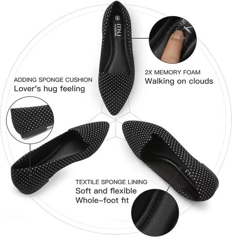MUSSHOE Flats for Women Dressy Comfortable Ballerina Flats Pointed Toe Slip-on Casual Business Shoes Work Shoes for Women in Saudi Arabia