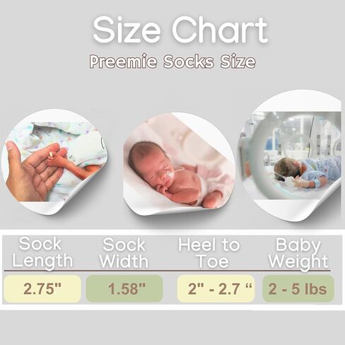 Organic Preemie Socks Girls and Boys Premature baby Turn Cuff Socks Preemie - NICU Baby Essential-2-5lb for Preemie Baby in Saudi Arabia