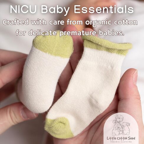 Organic Preemie Socks Girls and Boys Premature baby Turn Cuff Socks Preemie - NICU Baby Essential-2-5lb for Preemie Baby in Saudi Arabia