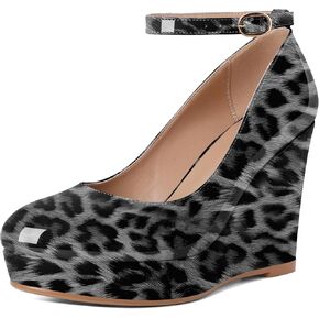 Eldof Wedges for Women Closed Toe Ankle Strap Platform High Heel Wedges Pumps 4 Inches