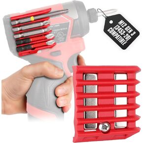 RageCraft Magnetic Drill Bit Holder ONLY for GEN 3 Milwaukee M12 Gen 3 Impact Driver (3453-20) | Drill Bit Organizer, Perfect for Electricians, Construction, and DIY Projects | Right Side