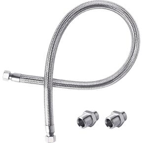 Compressor Jumper Hose, 3/4" NPT Male x 48" Length - Flexible Industrial Grade Stainless Steel Hose with Two 3/4" Adapters, 450 PSI &750°F, Both Sides Fittings Rotate Freely