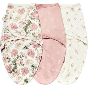 insular Baby Swaddle Wrap, Swaddle Blanket for Newborn and Infant, Adjustable Swaddle Set for Boy and Girl, Soft Cotton Baby Sleep Sack 3 Pack (Small(0-3 Month), Floral)