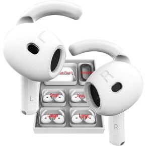 DamonLight 4 Pairs Ear Hooks for AirPods 4th Generation [Added Storage Pouch] Anti Slip Sport Ear Tips Accessories Compatible with AirPods 4 [2024 Released] S & L