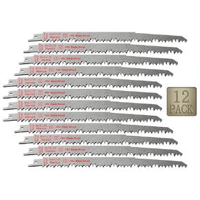 9-Inch Wood Pruning Saw Blades for Reciprocating/Sawzall Saws - Trees Wood Cutting Sawzall Blades 9 inch,5TPI,12 Pack