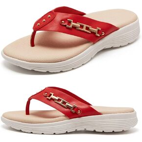 LRECHEU Wedge Flip Flops Sandals for Women, Lightweight Casual Thong Sandals Like Walking On Clouds