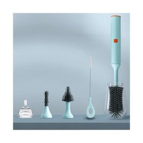 Electric Bottle Brush Set with Rechargeable Baby Bottle Brush Cleaner, Pacifiers Brush, Straw Brush, Safe Silicone Material Newborn Essentials,Gray