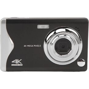 Digital Camera, FHD 4K 48MP Digital Point and Shoot Camera with 3.0in LCD Screen, 16X Zoom, Built in Fill Light, Anti Shaking, Portable Camera for Vlogging (Black)