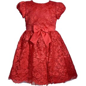 Bonnie Jean Lace Ballerina Girls Christmas Dress - Ballerina Party Dress for Girls, Toddlers & Babies with Ribbon Bow