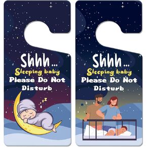 Baby Sleeping Sign - 2PCS Baby Sleeping Sign for Front Door Please Do Not Disturb Door Hanger Sign Do Not Knock or Ring Baby Sleeping Sign for Mom New Born Gifts