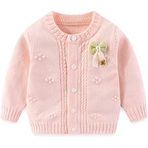 Yanmucy Baby Girl Cardigans Sweater Bow Cotton Knit Jumpers Coat Toddler Girls Clothes Warm Outwear Knitwear Jacket