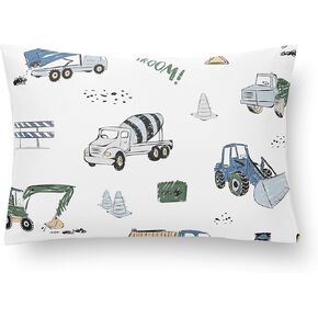 Sweet Jojo Designs Construction Truck Boy Mini Pillow with Pillowcase Toddler Neck Airplane Travel Essentials Small 12 x 8 in. Must Haves for Tiny Sleeping Pets Kids Bed Transportation Zone Vehicles