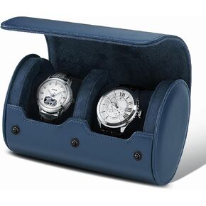 Watch Travel Case, Leather Watch Roll Travel Case with Pillow, Watch Box Gifts for Men Women Birthday & Anniversary & Christmas, Single Watch Storage and Organizer(Orange)