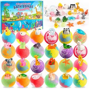 24 Pack Christmas Bath Bombs for Kids with Surprise Toys Inside, Kids Advent Calendar Bathbombs Set Bubble Bath Bombs for Relaxing Christmas Stuff Gifts for Boys Girls Xmas Spa Birthday Party Favors