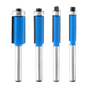 4 Pcs Flush Trim Router Bit, Top Bearing Flush Trim Router Bearing Dia 1/4", 5/16", 3/8", 1/2", Carbon Steel Cut Router Wood Straight Router Bits 1/4 Inch Shank for Woodworking