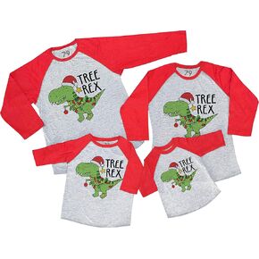 7 ate 9 Apparel Matching Family Christmas Shirts - Tree Rex Dinosaur Red Shirt