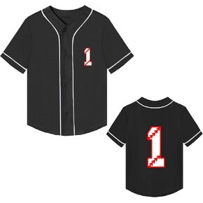 Mowbeat Baby Baseball Jersey 1 Year Old Birthday Shirt Short Sleeve Button Tee 1st Infant Toddler T Shirt in Saudi Arabia