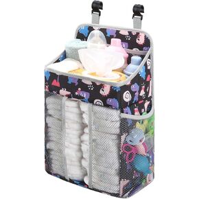 Accmor Hanging Baby Diaper Caddy Organizer, Diaper Stacker, Baby Crib Hanging Classified Storage Bag Organizer for Changing Table, Crib, Playard or Wall & Nursery Organization, Grey Cloud