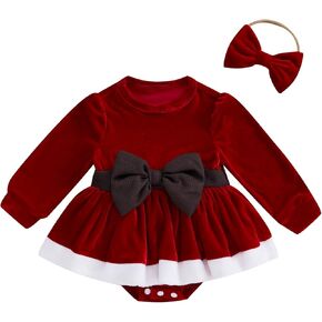 My First Christmas Baby Girl Outfit Newborn VelvetSanta Claus Red Romper Dress Infant Cute Christmas Clothes