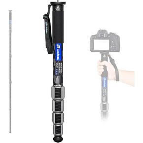 Camera Monopod Carbon Fiber Portable Compact Lightweight Travel Monopod with Wrist Strap, Silicone Handle, Twist Locks, 5-Section up to 185cm, Max Load 25kg(MPQ-405C)
