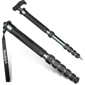 Manbily Camera Monopod, A-666L 32mm Tube Aluminum Monopod with Walking Stick Handle, Travel Monopod for DSLR Cameras Canon Sony Nikon, Payload 33 lbs/15kg (69")