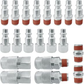 20Pcs 1/4" NPT Air Hose Fittings and Plug Kit, Quick Air Coupler Steel Hose Connector Set for Industrial, Air Compressor, Automotive