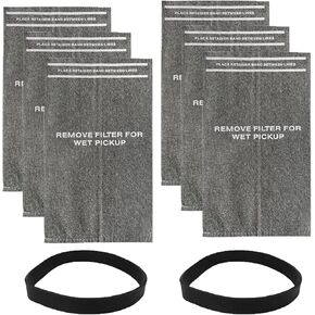 6 Pack 9-38737 Dust Cloth Filter Bags Replacement for Craftsman 2 to 2.5 Gallon Wet/Dry Vacuums and Powerhead Bucket Vac, 6 Shop Vacuum Bags With 2 Retaining Bands
