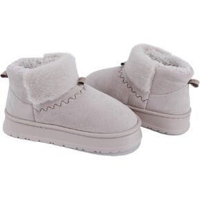 Women’s Snow Boots, Warm Fleece Lining, Non-Slip Fashion Boots with 4cm Heel, Stylish Knot Decoration