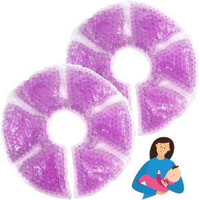 Breast Therapy Ice Packs, Hot and Cold Breast Pads, Breastfeeding Essentials Large Gel Bead Packs for Moms, 2 Pack