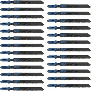 Create idea 25pcs T118A 75mm Long HCS 6 TPI T Shank Metal Cutting Jigsaw Blades Power Tool Accessories for 3-6 mm Thin Metals Sheet Metal Fine Cut