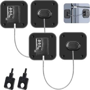 عبوتان من قفل الثلاجة، قفل خزانة مع رمز لسلامة الأطفال، أقفال الثلاجة مع لاصق قوي لا يترك علامات، بدون حفر (أسود) in Kuwait